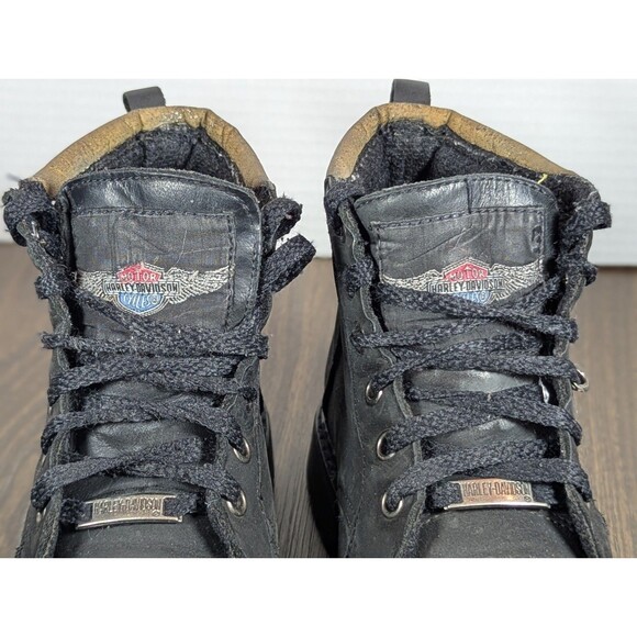 VTG HARLEY DAVIDSON Leather Motorcycle Boots Womens 7 Black Embroidered Rose - Picture 6 of 15